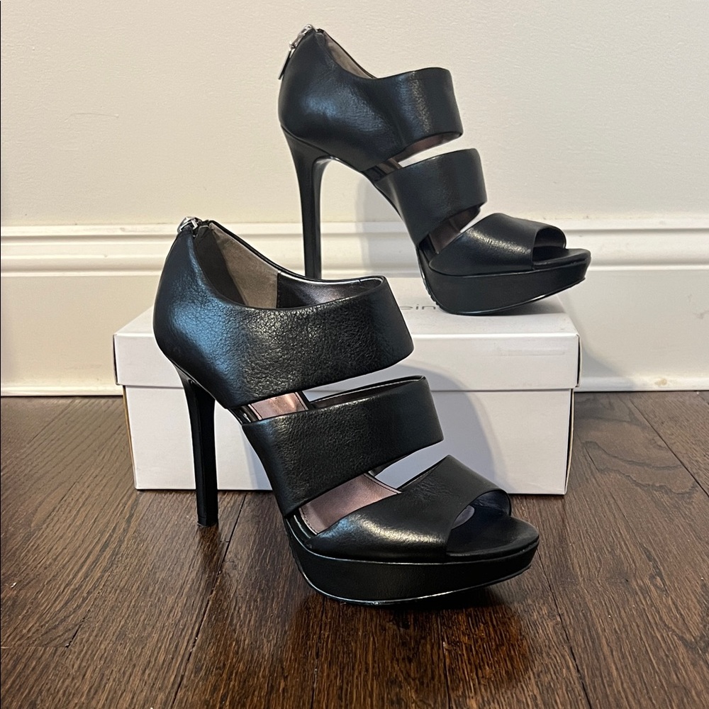 Calvin Klein Chic Black Strappy Platform Sandal Heels